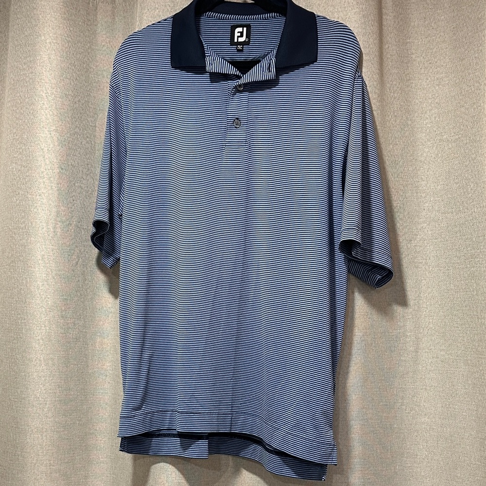 FootJoy Men's Navy and Columbia Striped Polo Shirt